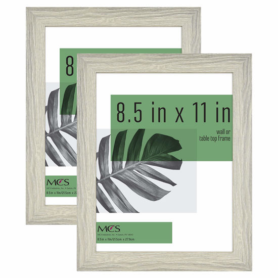 Picture of MCS Studio Gallery 8.5x11 Picture Frame Gray Woodgrain, Rectangle Photo Frame for Photos, Posters & Art Prints & Easel for Tapletop Display (2-Pack)