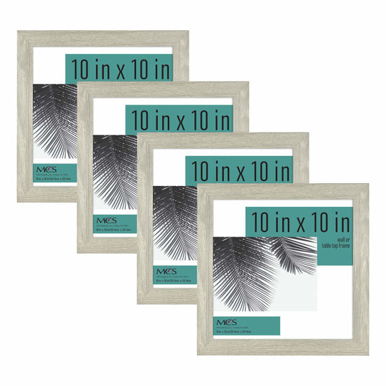 Picture of MCS Studio Gallery 10x10 Picture Frame Gray Woodgrain, Wall Hanging & Easel for Tapletop Display, Square Photo Frame for Photos, Posters & Art Prints (4-Pack)