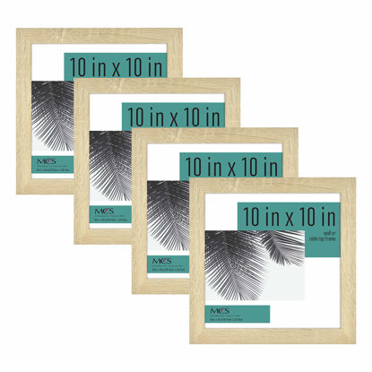 Picture of MCS Studio Gallery 10x10 Picture Frame Natural Woodgrain, Wall Hanging & Easel for Tapletop Display, Square Photo Frame for Photos, Posters & Art Prints (4-Pack)