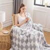 Picture of EMME Checkered Cotton Blanket Queen Size for Bed Soft Large Muslin Bed Blankets 80"x90" Lightweight Breathable Blanket All Season Gauze Blanket, Grey