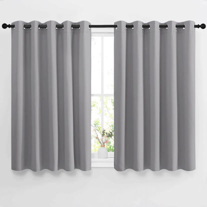 Picture of NICETOWN Bedroom Blackout Curtain & Drapes - Grommet Solid Window Treatment Thermal Insulated Noise Reducing for Bedroom/Home Office (2 Panels, W66 x L54, Silver Grey)