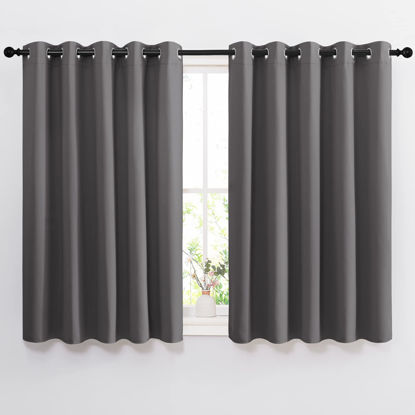Picture of NICETOWN Bedroom Blackout Curtains Panels - Window Treatment Thermal Insulated Solid Grommet Blackout for Living Room (Set of 2, 66 by 54 Inch, Grey)