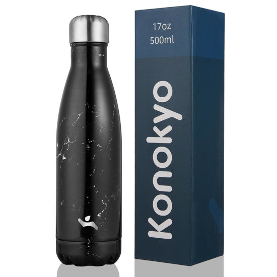 Picture of Konokyo Insulated Water Bottles,17 oz Double Wall Stainless Steel Vacumm Metal Flask for Sports Travel,Marble Midnight