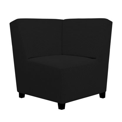 Picture of Easy-Going Stretch Sectional Corner Sofa Slipcover 1-Piece Couch Sofa Cover Furniture Protector Soft with Elastic Bottom for Kids, Pet, Spandex Jacquard Fabric Black