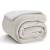 Picture of Bedsure Sherpa Fleece Throw Blanket for Couch - Thick and Warm, Soft Fuzzy Plush Throw Blanket for Winter, Linen, 50x60 Inches