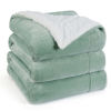 Picture of Bedsure Sherpa Fleece Blankets Queen Size for Bed - Thick and Warm, Soft Fuzzy Plush Queen Blanket for Winter, Sage Green, 90x90 Inches