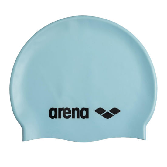 Picture of Arena Classic Unisex Soft Silicone Swim Cap for Women and Men, Intensive Training and Racing Comfortable Non-Slip Long Hair Swimming Hat, Pastel Blue