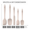 Picture of HOTEC High Heat Resistant Food Grade Silicone Rubber Spatula Set BPA Free for Baking, Cooking, and Mixing Non Stick Dishwasher Safe Set of 5, Khaki