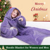 Picture of Waitu Wearable Blanket Sweatshirt Gifts for Women and Men, Super Warm and Cozy Blanket Hoodie, Thick Flannel Blanket with Sleeves and Giant Pocket - Purple