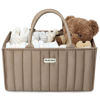 Picture of Blissful Diary Baby Diaper Caddy Organizer, Stylish Storage Basket for Newborn Essentials and Diaper Station, Gift for Baby Shower and Registry Must-Have, Mocha Brown