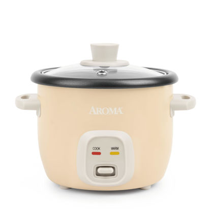 Picture of AROMA® Mini Rice Cooker, 2-Cup (Uncooked) / 4-Cup (Cooked), Grain Cooker, Soup Maker, Oatmeal Cooker, Auto Keep Warm, 1 Qt, Milk Tea color