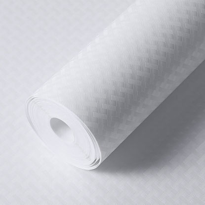Picture of Shelf Liners for Kitchen Cabinets Refrigerator Liners Waterproof & Oil-Proof Kitchen Cupboard Liner Non-Slip Drawer Mats EVA Material Non Adhesive Fridge Liner for Shelves-White 11.8 x 236.2 Inches