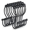 Picture of Goowin Shower Curtain Hooks, 12 Pcs Shower Curtain Rings, Stainless Steel Black Shower Curtain Hooks, Shower Curtain Rings Rust Proof, Smooth Sliding Anti-Drop Double Shower Rings for Curtain (Black)