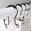 Picture of Goowin Shower Curtain Hooks, 12 Pcs Shower Curtain Rings, Stainless Steel Black Shower Curtain Hooks, Shower Curtain Rings Rust Proof, Smooth Sliding Anti-Drop Double Shower Rings for Curtain (Black)