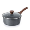 Picture of SENSARTE Nonstick Sauce Pan with Double Spout, 3.0 Quarts Swiss Granite Coating Sauce Pot with Lid Medium Kitchen Cooking Pot, Induction Comptable Saucepan, PFOA Free
