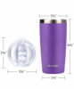 Picture of SUNWILL 20oz Tumbler with Lid, Stainless Steel Vacuum Insulated Double Wall Travel Tumbler, Durable Insulated Coffee Mug, Powder Coated Purple, Thermal Cup with Splash Proof Sliding Lid