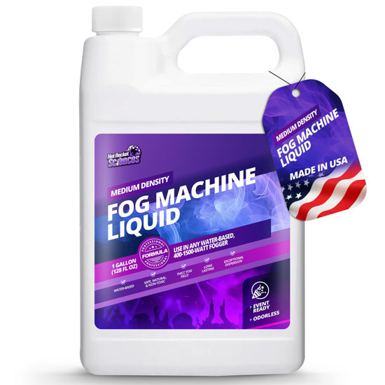 Picture of 1 Gallon Fog Machine Liquid Smoke - Medium Density Smoke Machine Fog, Fog Juice for 400-1500 Watt Foggers, Water-Based Fog Fluid for Thick, Long-Lasting Fog, Ideal for Concerts, Parties & Events