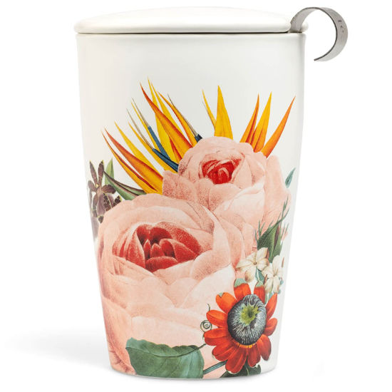 Picture of Tea Forte Jubilee KATI Steeping Cup, Ceramic Tea Infuser Cup with Lid & Stainless Steel Loose Leaf Tea Infuser