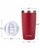 Picture of SUNWILL 20oz Tumbler with Lid, Stainless Steel Vacuum Insulated Double Wall Travel Tumbler, Durable Insulated Coffee Mug, Powder Coated Wine Red, Thermal Cup with Splash Proof Sliding Lid