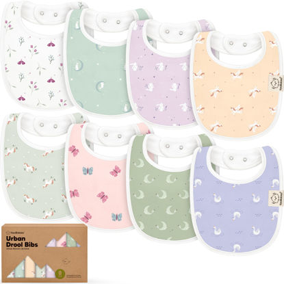 Picture of 8-Pack Organic Baby Bibs for Boys, Girls - Soft Cotton Drooling and Teething Baby Bibs, Baby Girl Bibs, Baby Boy Bibs, Baby Drool Bibs for Baby Girl, Boy, Newborn Infant Bibs (Lunaris)