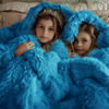 Picture of Bedsure Fluffy Bright Blue Blankets Queen Size for Bed, Thick Sherpa Faux Fur Fleece Fuzzy Plush Winter Warm Soft Full Queen Blankets, Bedroom Decor Blue Gifts Cozy Gifts for Women Men, 90x90