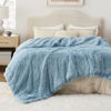 Picture of Bedsure Fluffy Light Blue Blankets Queen Size for Bed, Thick Sherpa Faux Fur Fleece Fuzzy Plush Winter Warm Soft Full Queen Blankets, Bedroom Decor Blue Gifts Cozy Gifts for Women Men, 90x90
