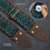 Picture of Nefelibata Guitar Strap,Jacquard Embroidery Cotton Guitar Straps with Crazy Horse Leather Leather Ends for Bass, Electric & Acoustic, Best Gifts for Kids, Guitarists(Embroidery green)