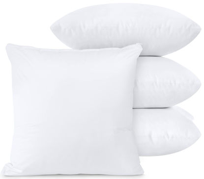 Picture of Utopia Bedding Zippered Waterproof Throw Pillow Protectors (No Pillow Inserts), European (Pack of 4, White), Bed Bug Proof Decorative Pillow Encasement Covers for Outdoors, Bed, Couch 26 x 26 inches