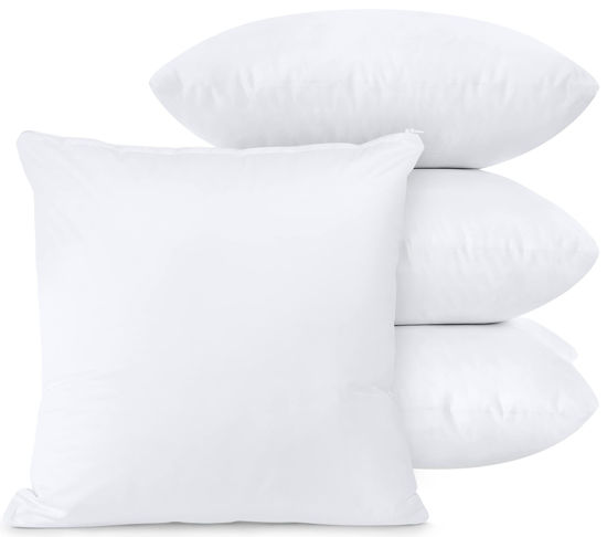 Picture of Utopia Bedding Zippered Waterproof Throw Pillow Protectors (No Pillow Inserts), European (Pack of 4, White), Bed Bug Proof Decorative Pillow Encasement Covers for Outdoors, Bed, Couch 26 x 26 inches