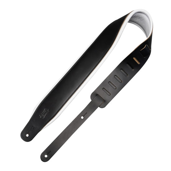 Picture of Levy's Leathers Amped Leather Series 3" Wide Top Grain Leather Guitar Straps; Black and White Tuxedo (M26PD-BLK_WHT)