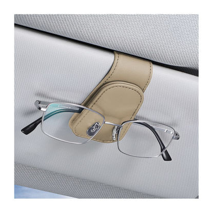 Picture of AICEL Sunglasses Holders for Car Sun Visor, Leather Eyeglasses Hanger Mounter, Magnetic Glasses Holder and Ticket Card Clip, Auto Interior Accessories Universal for SUV Pickup Truck