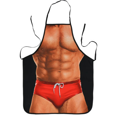 Picture of Landisun Apron Kitchen Chef Cooking Gag Gift 1 Piece of Creative Funny Grilling Baking (Macho Muscle Man)