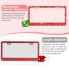 Picture of QUANQIUFEI 2 Pack Bling License Plate Frames for Women, Sparkly Rhinestone Diamond Car Accessories with Glitter Crystal Caps (Red)