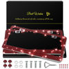 Picture of QUANQIUFEI 2 Pack Bling License Plate Frames for Women, Sparkly Rhinestone Diamond Car Accessories with Glitter Crystal Caps (Burgundy)