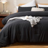 Picture of ROSGONIA Oversized King Comforter 128x120, 3pcs Super King Plus (1 Black Comforter & 2 Pillowcases) Lightweight Oversized King Bedding Set Blanket