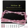 Picture of QUANQIUFEI 2 Pack Bling License Plate Frames for Women, Sparkly Rhinestone Diamond Car Accessories with Glitter Crystal Caps (Dark Pink)