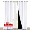 Picture of NICETOWN White 100% Blackout Curtains for Windows, Pack of 2, 52 inches W x 102 inches L, Super Heavy-Duty Black Lined Total Darkness Drapes for Bedroom, Privacy Assured Window Treatment for Patio