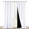 Picture of NICETOWN White 100% Blackout Curtains for Windows, Pack of 2, 52 inches W x 102 inches L, Super Heavy-Duty Black Lined Total Darkness Drapes for Bedroom, Privacy Assured Window Treatment for Patio