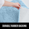 Picture of Gorilla Grip Plush Absorbent Shaggy Chenille Bath Rug Mat for Toilet Base with Rubber Backing, Machine Washable, Microfiber Bathroom Contour Mats for Toilets, Bath Room Decor, Square, 22.5x19.5, Sky