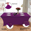 Picture of Hussome 8FT Table Cloth for Rectangle Table Purple Tablecloth Rectangular Fitted Stretch Spandex Table Covers 8 ft for Birthday, Cocktail, Wedding, Banquet Easter Party