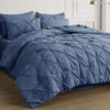 Picture of Bedsure California King Comforter Set Slate Blue - Cal King Bed Set 7 Pieces, Pinch Pleat Cali King Bedding Set with Pintuck Comforter, Sheets, Pillowcases & Shams