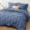 Picture of Bedsure California King Comforter Set Slate Blue - Cal King Bed Set 7 Pieces, Pinch Pleat Cali King Bedding Set with Pintuck Comforter, Sheets, Pillowcases & Shams