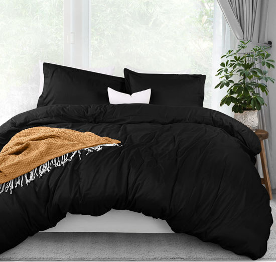 Picture of Utopia Bedding Duvet Cover Full Size Set - 1 Duvet Cover with 2 Pillow Shams - 3 Pieces Comforter Cover with Zipper Closure - Soft Brushed Microfiber, 80 X 90 Inches (Full, Black)