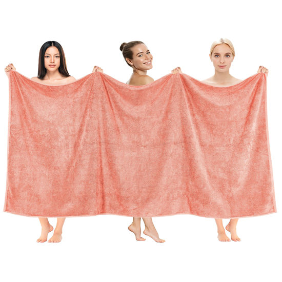 Picture of Cotton Paradise Oversized Bath Sheet, 100% Cotton 40x80 Clearance Bath Towel Sheet, Turkish Extra Large Bath Towel for Bathroom, Coral Bathsheet