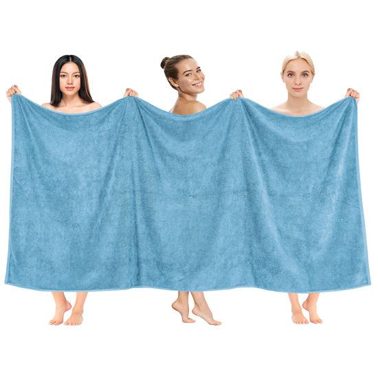 Picture of Cotton Paradise Oversized Bath Sheet, 100% Cotton 40x80 Clearance Bath Towel Sheet, Turkish Extra Large Bath Towel for Bathroom, Sky Blue Bathsheet