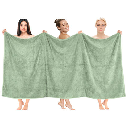 Picture of Cotton Paradise Oversized Bath Sheet 100% Cotton 40x80 Clearance Bath Towel Sheet, Extra Large Bath Towel for Bathroom and Pool, Sage Green Bathsheet