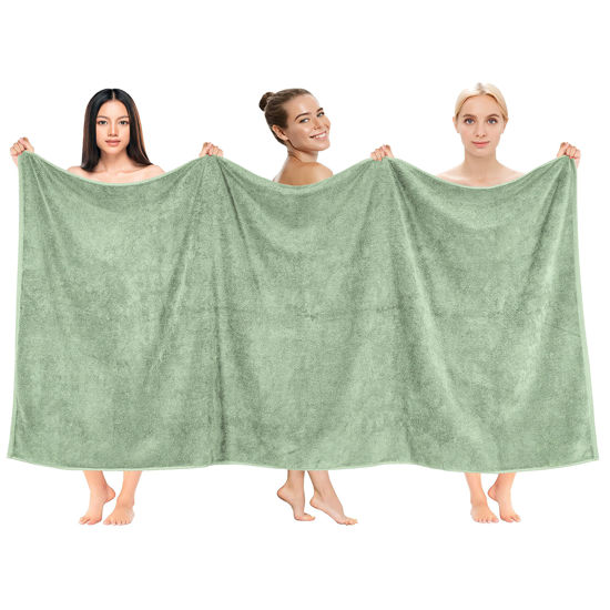 Picture of Cotton Paradise Oversized Bath Sheet 100% Cotton 40x80 Clearance Bath Towel Sheet, Extra Large Bath Towel for Bathroom and Pool, Sage Green Bathsheet