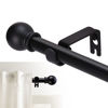 Picture of GXOACKJ Curtain Rods for windows 66-120 inch, 5/8 inch Decorative Matte Black Splicing Heavy Duty Metal Curtain Rod set with Brackets