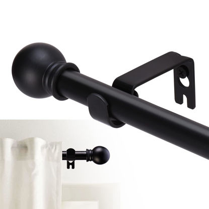 Picture of GXOACKJ Curtain Rods for windows 66-120 inch, 5/8 inch Decorative Matte Black Splicing Heavy Duty Metal Curtain Rod set with Brackets