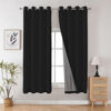 Picture of Joydeco 100% Blackout Curtains 72 Inch Long, Black Black Out Curtains for Bedroom Windows, Room Darkening Thermal Insulated Short Textured Grommets Drapes for Living Room
